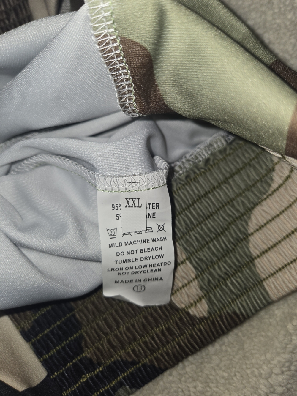 Camo Print Swim Trunks in Green and Tan